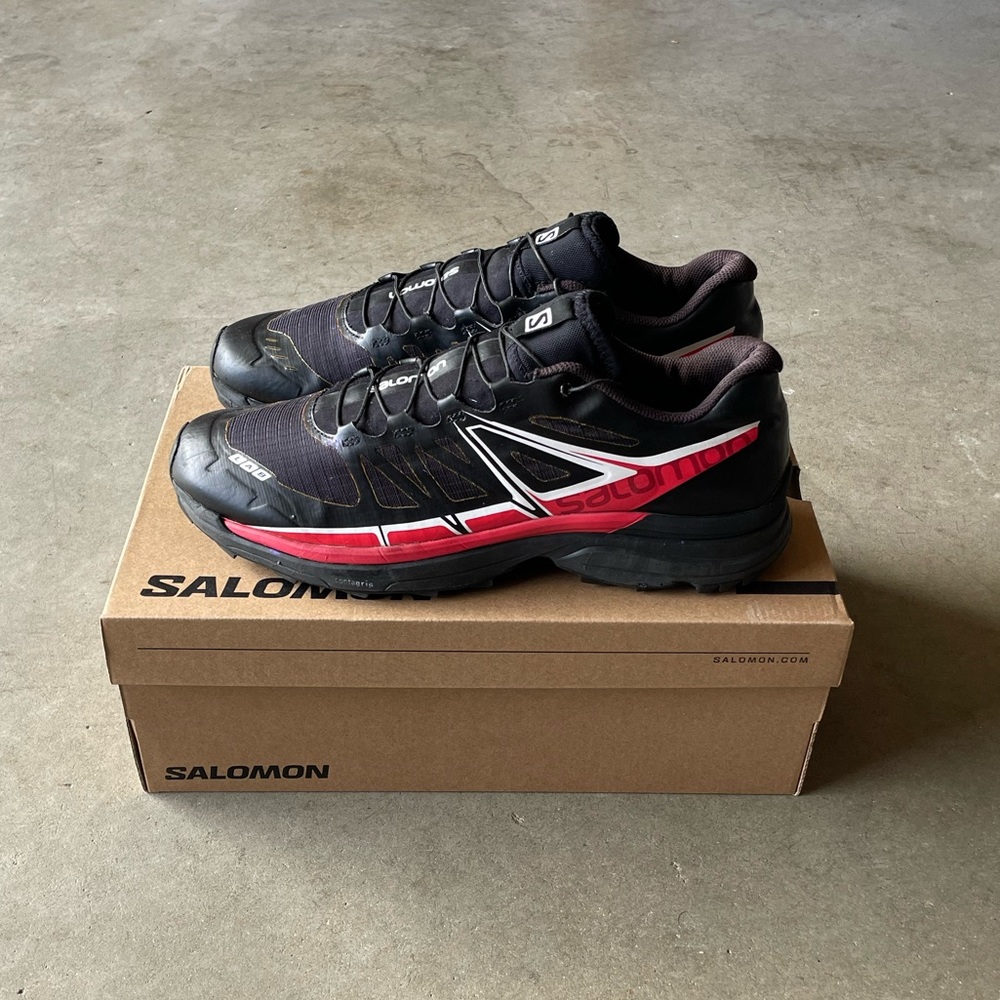 Salomon S-LAB Wings SG Black/Red Trail/Hiking Running Sneakers/Shoes 11.5 Mens